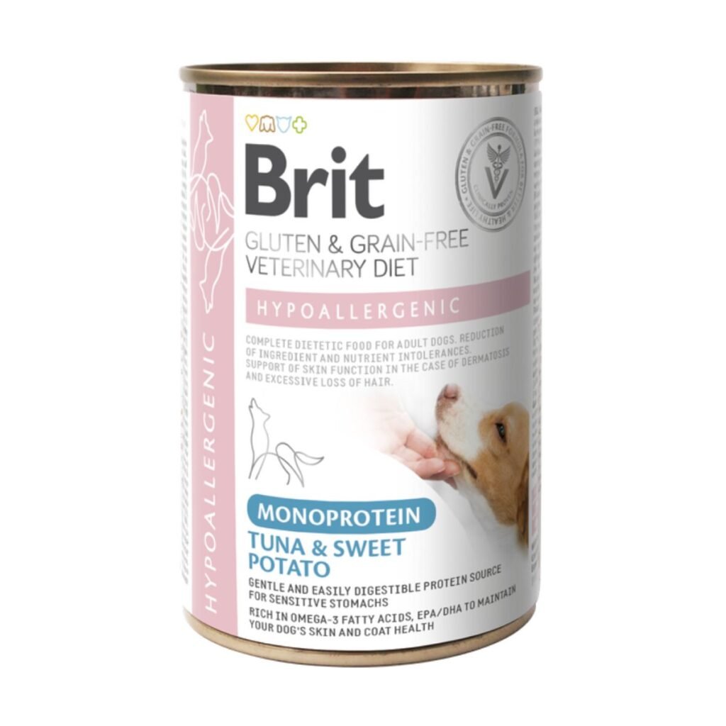 Brit GF Veterinary Diet Hipoalergénica Atún y Boniato lata 400 g (perros)